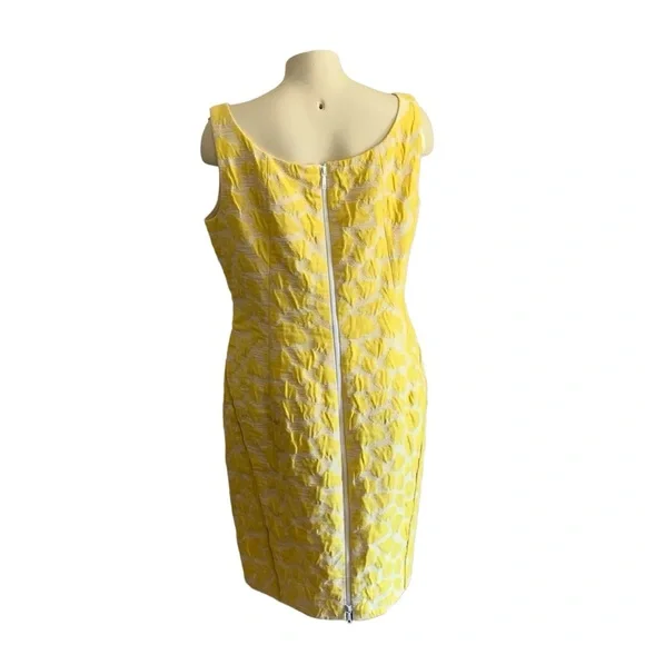Lafayette 148 Sleeveless Dress in Yellow and White Size 12 Stunning Pattern - Picture 2 of 9
